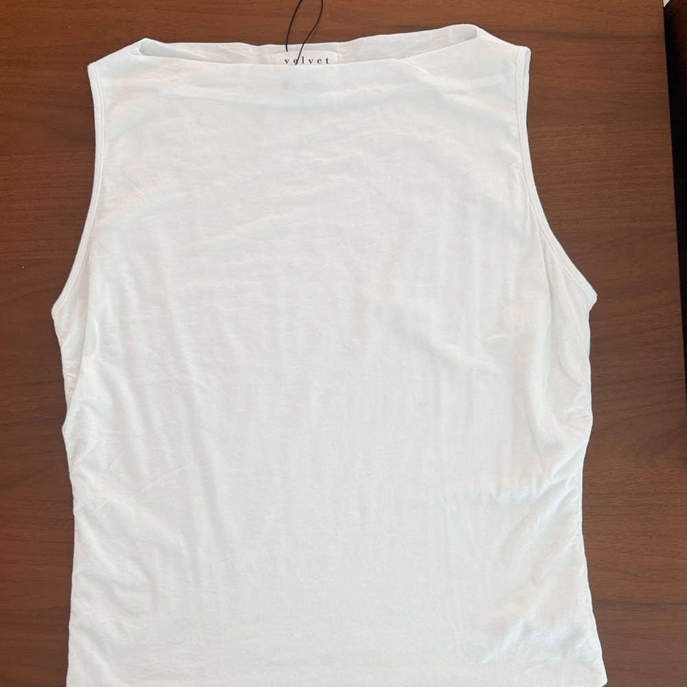 Velvet White Tank Top - Sleeveless Basic XL